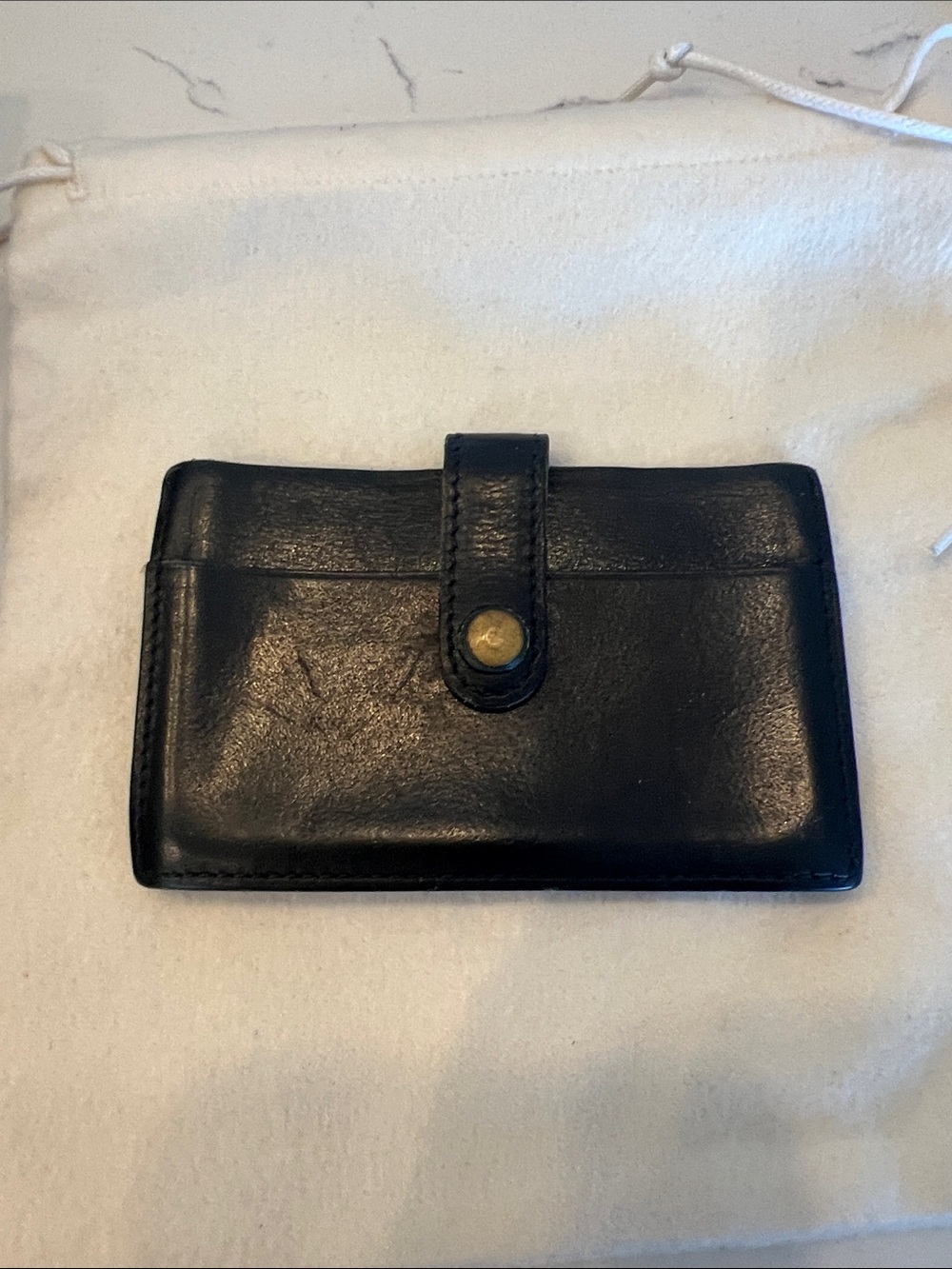 Black Leather Snap Card Case